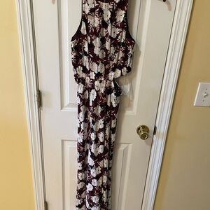 🍂 MINKPINK Burgundy Floral Maxi Dress XS | Side Cutout | Boho Fall